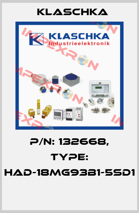 P/N: 132668, Type: HAD-18mg93b1-5Sd1  Klaschka