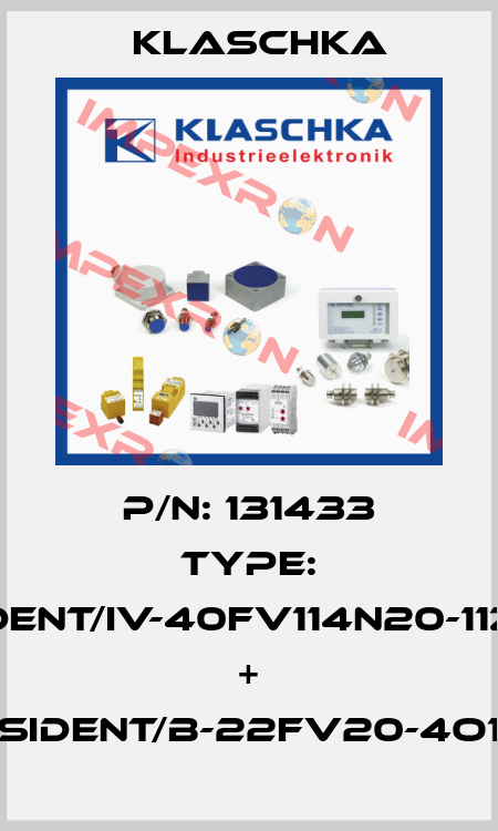 P/N: 131433 Type: SIDENT/IV-40fv114n20-11Z1C + SIDENT/B-22fv20-4O1 Klaschka