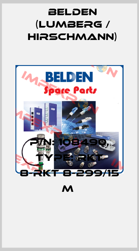 P/N: 108490, Type: RKT 8-RKT 8-299/15 M  Belden (Lumberg / Hirschmann)