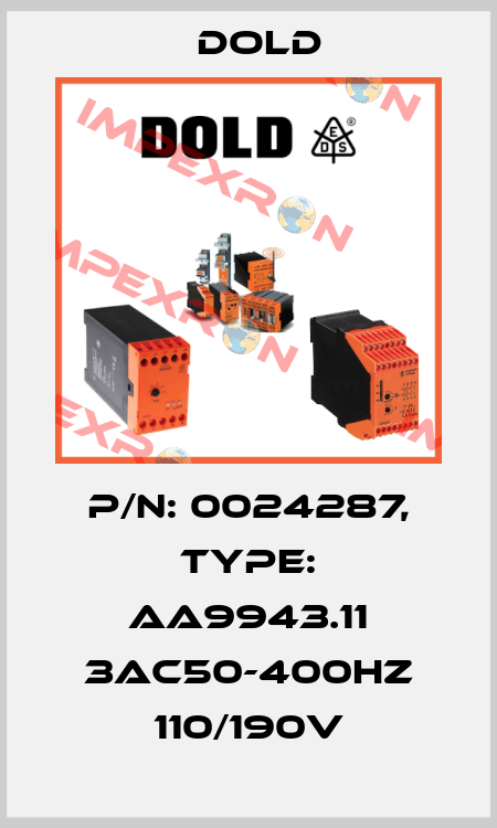 p/n: 0024287, Type: AA9943.11 3AC50-400HZ 110/190V Dold