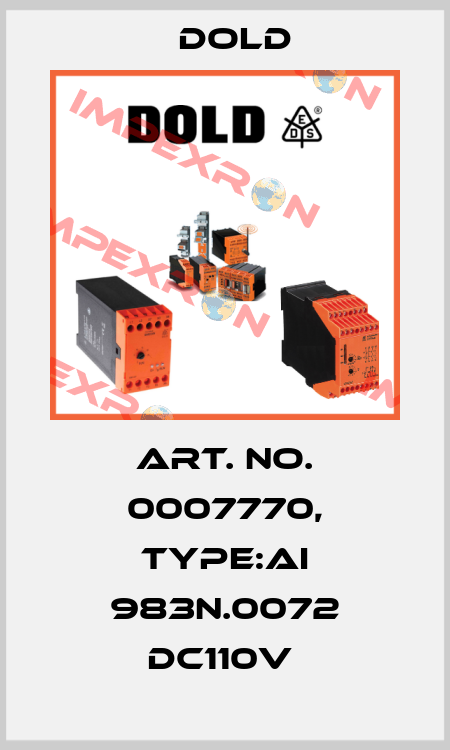 Art. No. 0007770, Type:AI 983N.0072 DC110V  Dold