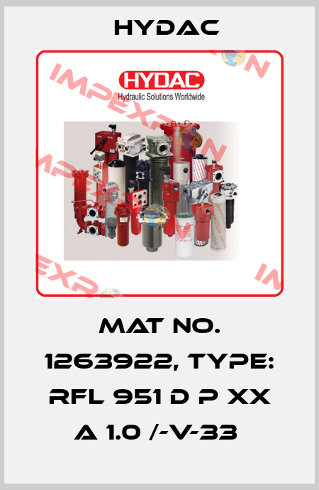 Mat No. 1263922, Type: RFL 951 D P XX A 1.0 /-V-33  Hydac