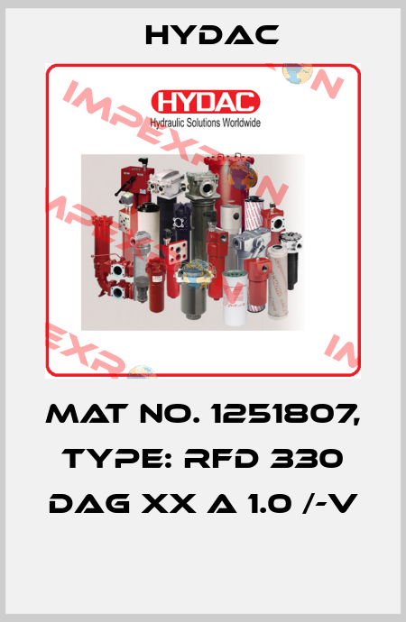 Mat No. 1251807, Type: RFD 330 DAG XX A 1.0 /-V  Hydac