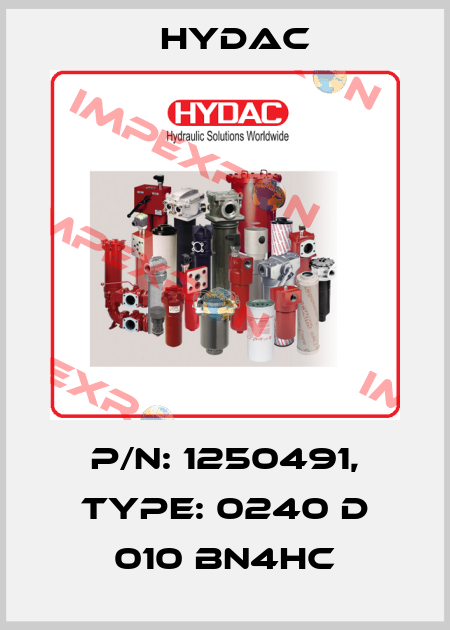 P/N: 1250491, Type: 0240 D 010 BN4HC Hydac