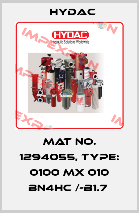 Mat No. 1294055, Type: 0100 MX 010 BN4HC /-B1.7  Hydac