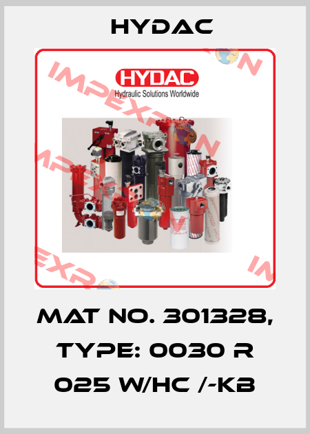 Mat No. 301328, Type: 0030 R 025 W/HC /-KB Hydac