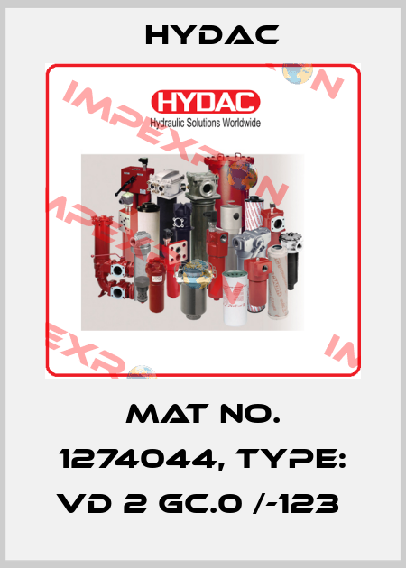 Mat No. 1274044, Type: VD 2 GC.0 /-123  Hydac
