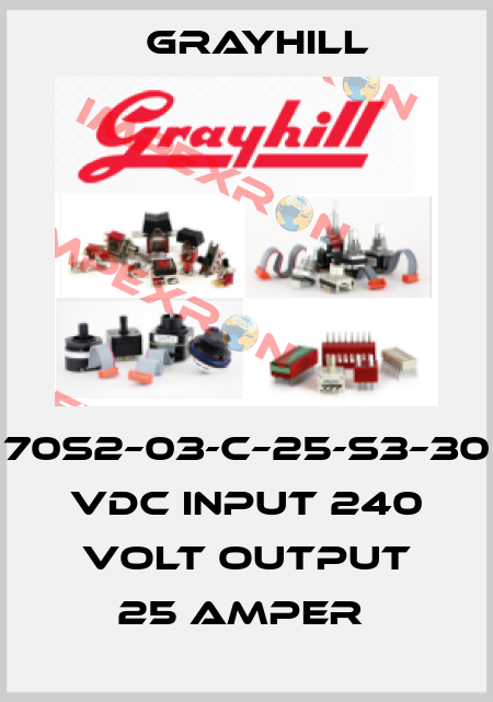 70S2–03-C–25-S3–30 VDC INPUT 240 VOLT OUTPUT 25 AMPER  Grayhill