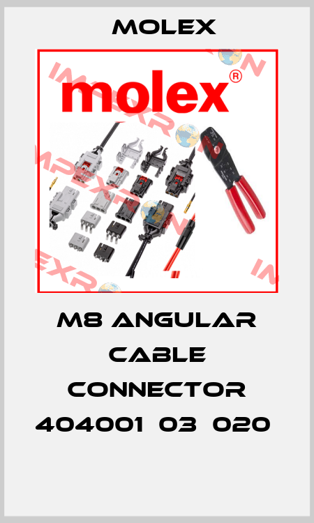 M8 angular cable connector 404001Р03М020   Molex