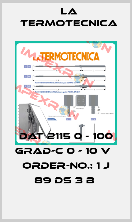 DAT 2115 0 - 100 GRAD-C 0 - 10 V   ORDER-NO.: 1 J 89 DS 3 B  La Termotecnica