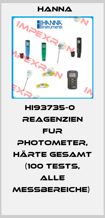 HI93735-0   REAGENZIEN FUR PHOTOMETER, HÄRTE GESAMT (100 TESTS, ALLE MESSBEREICHE)  Hanna