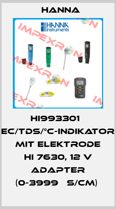 HI993301   EC/TDS/°C-INDIKATOR MIT ELEKTRODE HI 7630, 12 V ADAPTER (0-3999 µS/CM)  Hanna