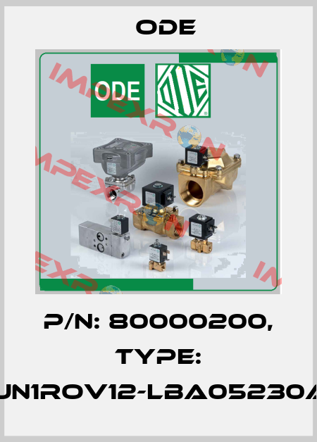 P/N: 80000200, Type: 21JN1ROV12-LBA05230AS Ode