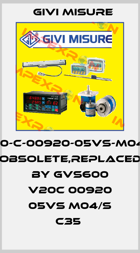 NCSV-20-C-00920-05VS-M04/S-C35 obsolete,replaced by GVS600 V20C 00920 05VS M04/S C35  Givi Misure