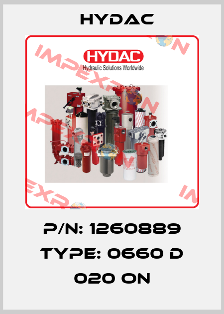 P/N: 1260889 Type: 0660 D 020 ON Hydac