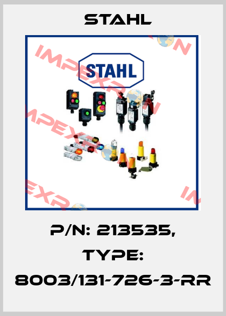 P/N: 213535, Type: 8003/131-726-3-rr Stahl