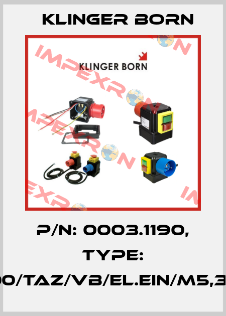 p/n: 0003.1190, Type: K900/TAZ/VB/El.Ein/M5,3A/P Klinger Born