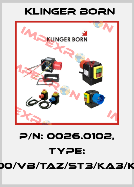 P/N: 0026.0102, Type: K900/VB/TAZ/ST3/KA3/KL-P Klinger Born