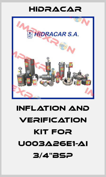 Inflation and verification kit for U003A26E1-AI 3/4"BSP Hidracar