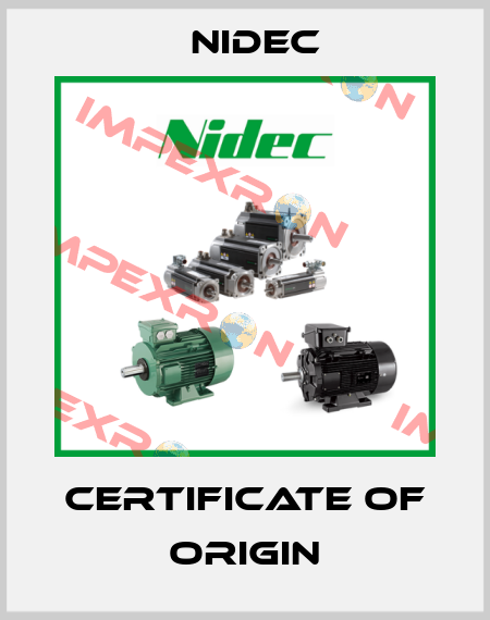 certificate of origin Nidec