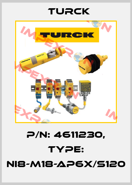 p/n: 4611230, Type: NI8-M18-AP6X/S120 Turck