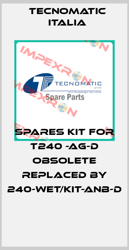Spares kit for T240 -AG-D obsolete replaced by 240-WET/KIT-ANB-D  Tecnomatic Italia