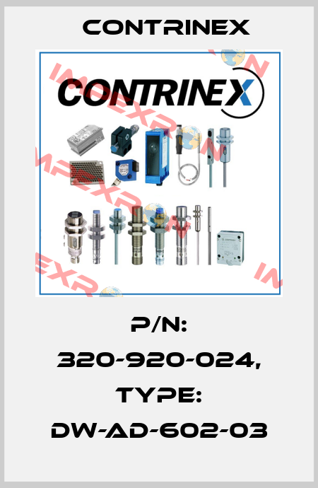 p/n: 320-920-024, Type: DW-AD-602-03 Contrinex