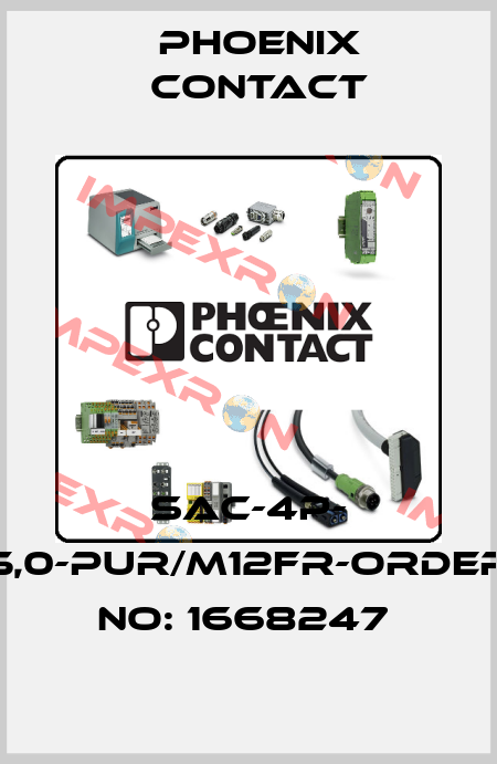 SAC-4P- 5,0-PUR/M12FR-ORDER NO: 1668247  Phoenix Contact
