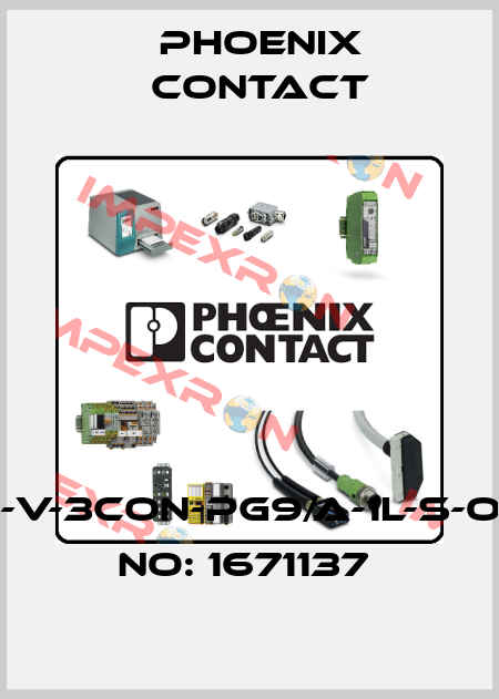 SACC-V-3CON-PG9/A-1L-S-ORDER NO: 1671137  Phoenix Contact