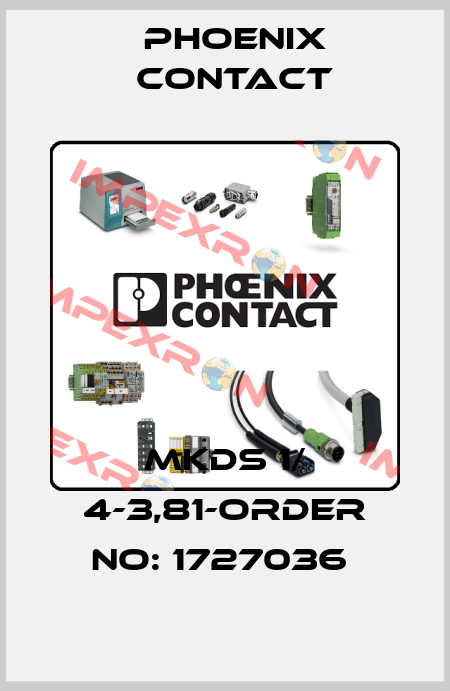 MKDS 1/ 4-3,81-ORDER NO: 1727036  Phoenix Contact