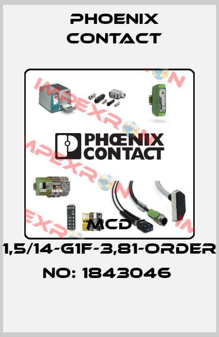 MCD 1,5/14-G1F-3,81-ORDER NO: 1843046  Phoenix Contact