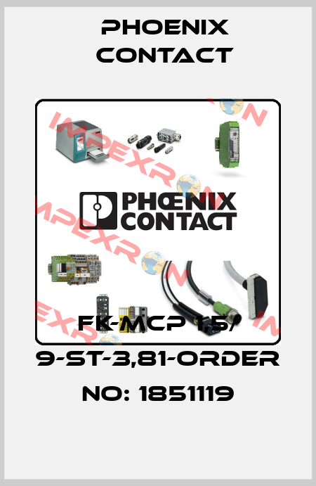 FK-MCP 1,5/ 9-ST-3,81-ORDER NO: 1851119 Phoenix Contact