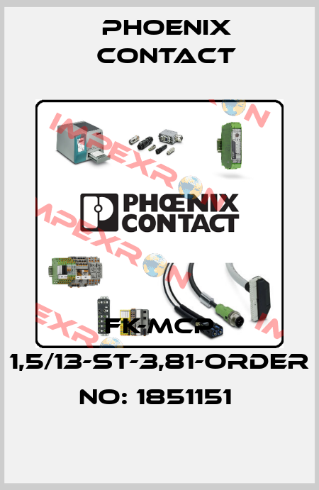 FK-MCP 1,5/13-ST-3,81-ORDER NO: 1851151  Phoenix Contact
