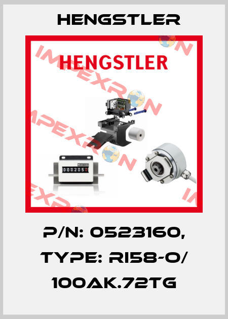 p/n: 0523160, Type: RI58-O/ 100AK.72TG Hengstler