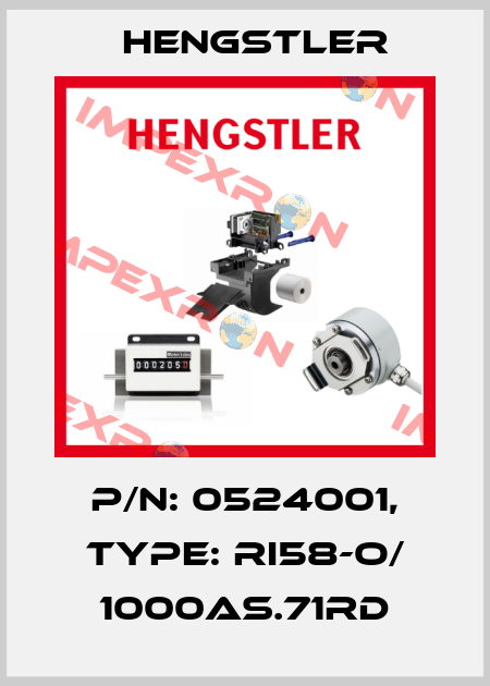 p/n: 0524001, Type: RI58-O/ 1000AS.71RD Hengstler