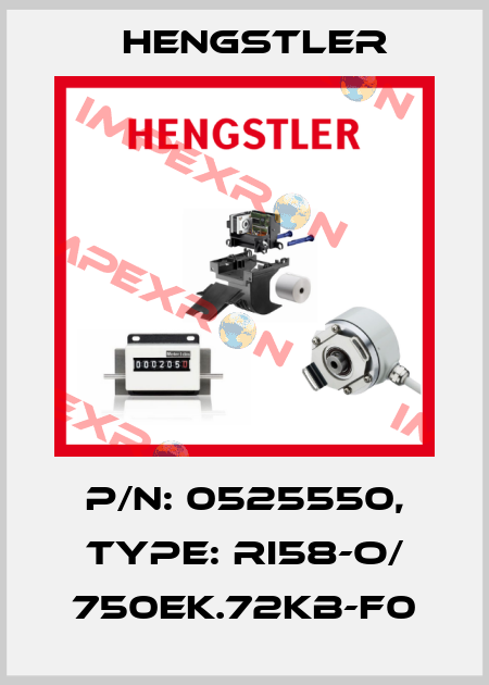 p/n: 0525550, Type: RI58-O/ 750EK.72KB-F0 Hengstler