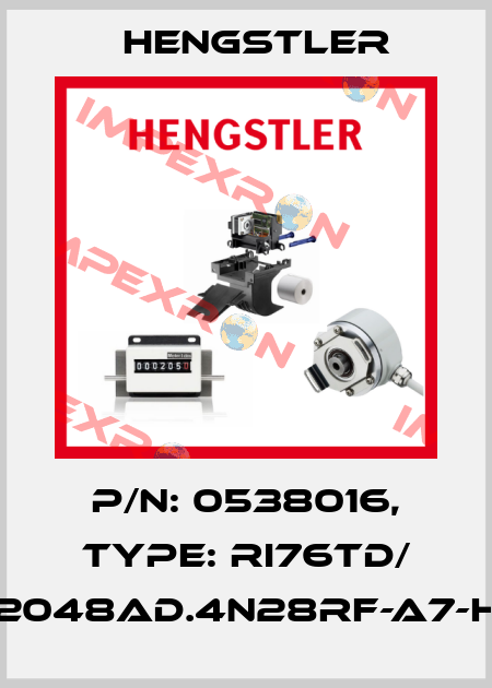 p/n: 0538016, Type: RI76TD/ 2048AD.4N28RF-A7-H Hengstler