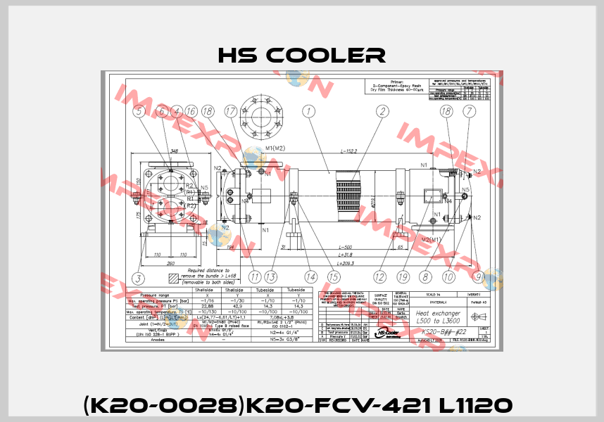 (K20-0028)K20-FCV-421 L1120  HS Cooler