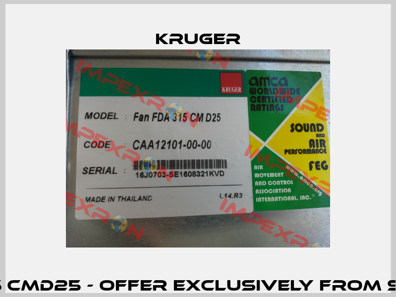 CAA12101–00–00, Model: FAN FDA 315 CMD25 - offer exclusively from S&P Sistemas de Ventilación S.L.U.  KRUGER