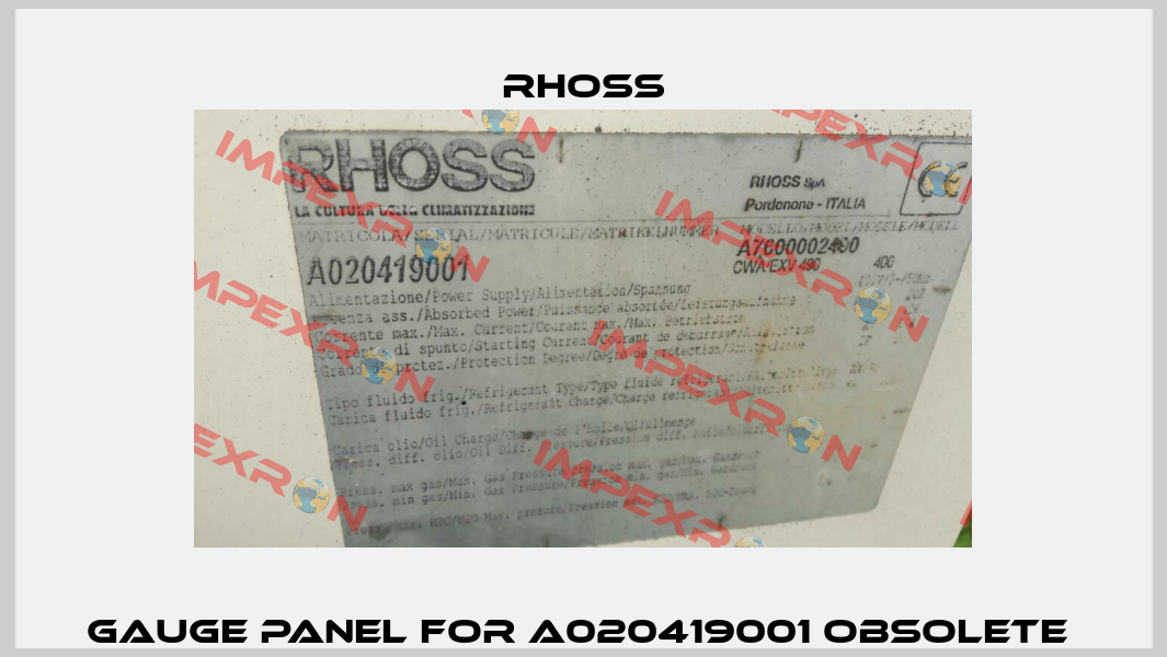 Gauge Panel For A020419001 obsolete  Rhoss