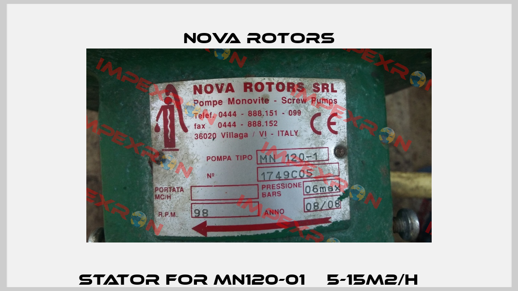 Stator For MN120-01    5-15m2/h     Nova Rotors