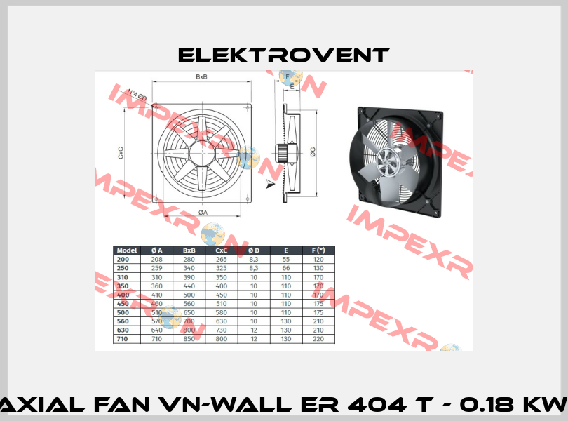 Axial fan VN-Wall ER 404 T - 0.18 kW  ELEKTROVENT