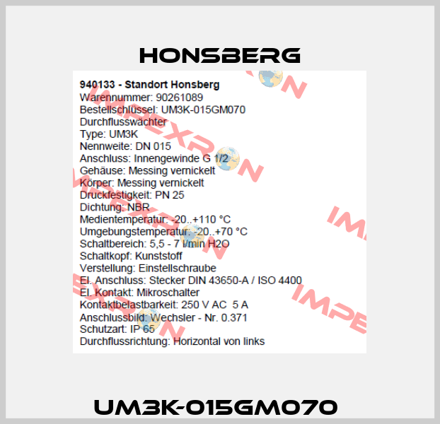 UM3K-015GM070  Honsberg