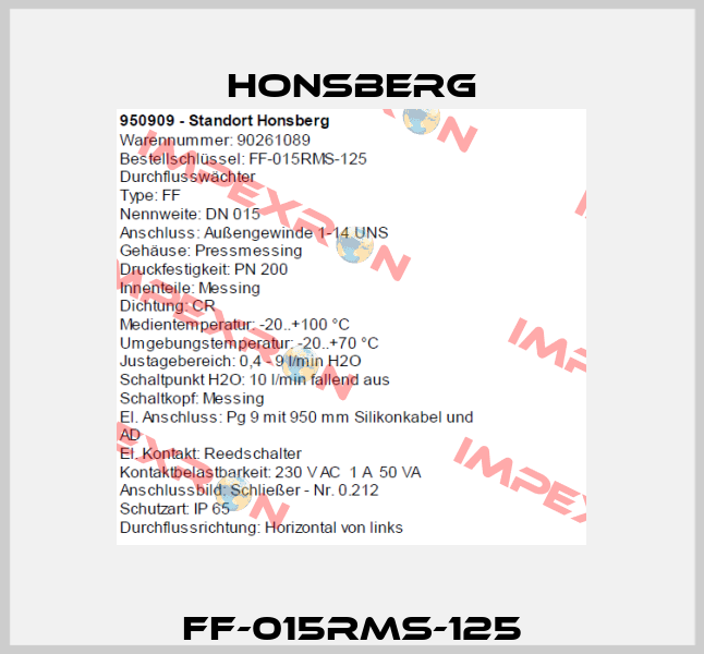 FF-015RMS-125 Honsberg