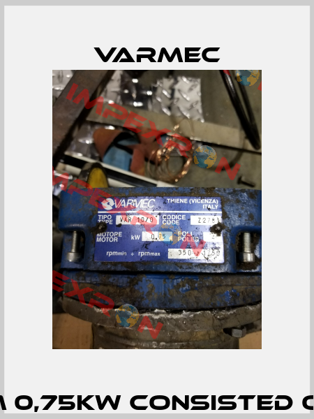 VAR 1070  , ALTERNATIVE :  MVAR10/0 350-1750Upm 0,75kW consisted of :VCRG10/0350 B5-80B5  and TC3080B4-B5 PTC  Varmec