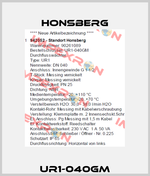 UR1-040GM Honsberg