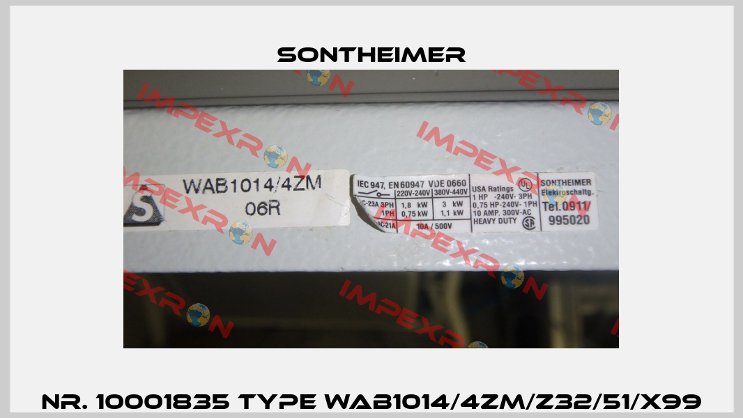 Nr. 10001835 Type WAB1014/4ZM/Z32/51/X99 Sontheimer