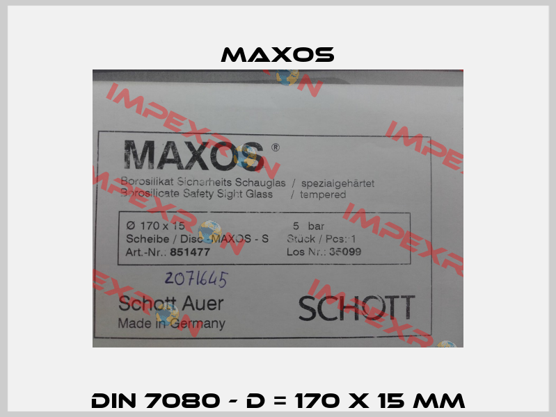 DIN 7080 - D = 170 x 15 mm Maxos