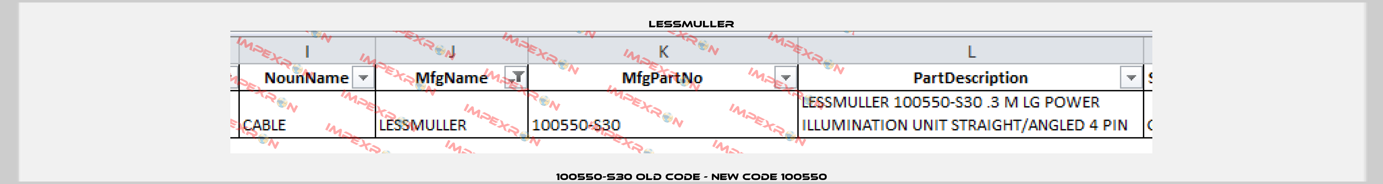 100550-S30 old code - new code 100550 LESSMULLER