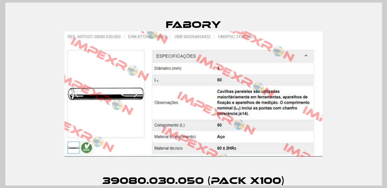 39080.030.050 (pack x100) Fabory